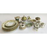 A collection of Noritake porcelain to include pedestal teapot, lidded bottle and scalloped bowl with