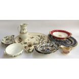 A mixed lot of ceramics to include three meatplates, Hawthorn meat, Candia and a blue and white