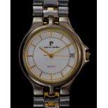 A Pierre Cardin steel and gold plate gent's wrist watch, quartz, 33mm diameter