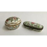 Two Limoges trinket boxes, with floral and gilt design, the other with clover and rose pattern,