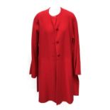 A Jean Muir red wool jacket and skirt, size 10