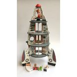 A Hape wooden toys Four Stage Spaceship and Rocket, approx. 74cmH