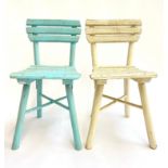 Two painted wooden children's chairs