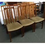 A set of six G plan style mid-century lathe back dining chairs