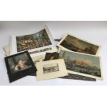 A portfolio of various colour prints, mostly of Venice and Paris