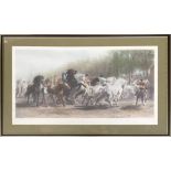 After Rosa Bonheur, "The Horse Fair" colour print, 46 x 87cm together with a colour Pears Soap print