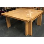 A contemporary light oak square coffee table, 78x78x41cm