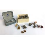 Mixed lot of cufflinks and buttons, some silver plus a pair of Wedgewood cufflinks depicting a