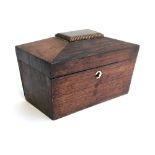 A George III mahogany sarcophagus tea caddy