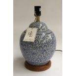 A Ralph Lauren Home blue and white ceramic table lamp, 37cmH