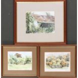 Three watercolours of country scenes, 18x24cm and 20x27cm, together with one other (4)