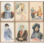 E. Svachian, six watercolours of Tehran locals, signed and dated 1956, each 27x18.5cm (6)