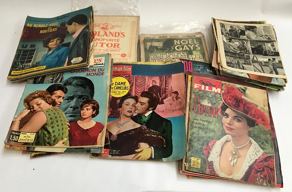 A collection of French cinema magazines; together with a small quantity of sheet music