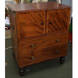 A Georgian and later mahogany cupboard, two doors above single drawer, 66x45x75cm