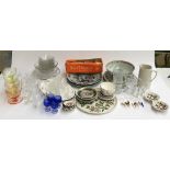 A mixed lot of glass and ceramics, to include Royal Doulton 'Burgundy', Royal Doulton ramekins;