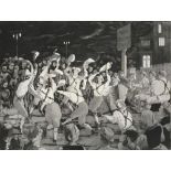 'Late Session', Sidmouth Festival, black and white etching, signed C.H Bradford 1966, 24x30cm