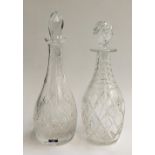 Two cut glass decanters, one marked 'Quality Crystal from Scotland', 33.5cmH and 31cmH