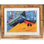 Peter Edwards (b.1934) Beach & Fishing Boats circa 1975. Lithograph Signed Artists proof 40cm x 55cm