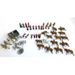 A quantity of cast metal model soldiers, horses and artillery, some unpainted