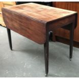A small 19th century mahogany drop leaf table, on square tapered legs and casters, 90x53x70cmH