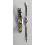 Vintage silver Bulova ladies cocktail watch together with a Lorus watch with stainless steel