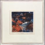 Judy Bermant b.1939, 'Chelm by Moonlight', colour engraving, signed and numbered 4/15, 17.5x18.5cm