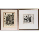 A drypoint etching 'Lilliput Alley, Bath', 24x19cm; together with one other, 'Market Street,