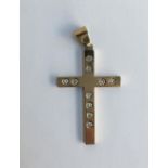 9ct gold cross set with small diamonds, approx 14g