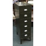 A vintage six drawer filing cabinet, in dark green, 29x42x99cmH