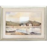 Beryl Critchley-Salmonson S.W.A, 'Seaton Harbour Reflections', watercolour on paper, signed 35x55cm