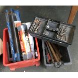 Two boxes of hand tools, including various screwdrivers, drillbits, allen keys etc