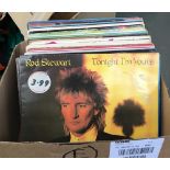 A mixed box of vinyl LPs to include Rod Stewart, Simon and Garfunkel, The Commodores, Rose Royce etc