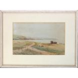 20th century watercolour of a coastal scene, signed indistinctly lower right, 20x33cm