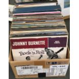 A mixed box of vinyl LPs to include Cat Stevens, Stevie Wonder, Frank Zappa, Rockabilly (various),