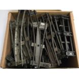 A box of Hornby Meccano ltd O gauge train track and switches