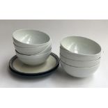 A lot of eight Large Ikea white porcelain bowls; and two vintage 1960s Momotaro designer Japanese