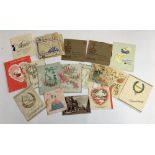 A collection of vintage greetings cards; together with a number of 'A Voice Record' message discs