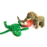 A Merrythought stuffed elephant toy; together with a box of other vintage stuffed toys