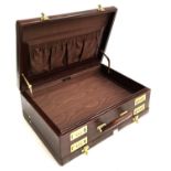 A Fortnum and Mason maroon briefcase/suitcase, opening on both sides, with double combination