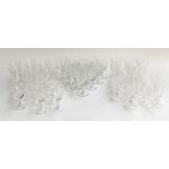 A set of 10 Thomas Webb cut crystal wine glasses; together with 17 similar smaller wine glasses;