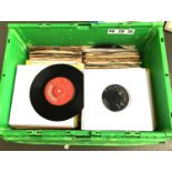 A mixed box of 7" vinyl singles, rock and pop to include music from the 50s, 60s, 70s and 80s,