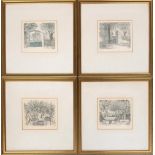 A set of four etchings of garden wall, water well etc, each number out of 175, signed