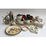 A mixed lot of ceramics to include Denby Greenwheat, West German ramekins, Arthur Wood lidded