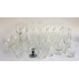 A mixed lot of glass to include Briarly tumblers, sherry glasses, whisky tumblers, brandy glasses,