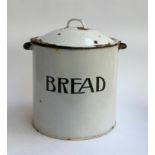 A 1930s Enamel bread bin, made in England, 33.5cmD, approx. 40cmH