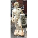 A garden statue after Michelangelo's David, 82cm high