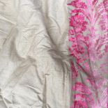 Two pairs of pink foliate curtains 200x260cmW