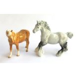 A Beswick horse, 17.5cmH; together with a Beswick white shire horse, 21cmH