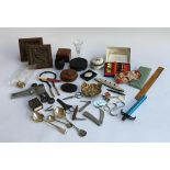 An interesting lot of various items, to include flatware, silver spoons and matchbox, various pen
