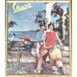 A framed and glazed Vespa advertisement poster, 65x55cm; together with a collection of 11 Patrick